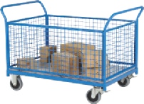 Rullevogn med 4 gittersider og skubbeb�jler i enderne