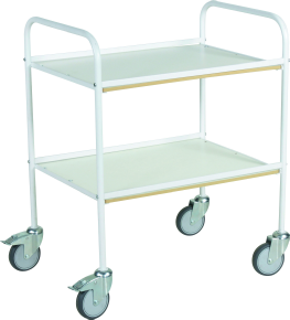 Rullevogn med hvidt stel og hvide hylder