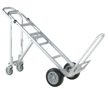 Aluminiumss�kkevogn med st�ttehjul. Kombineret s�kkevogn og transportvogn