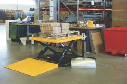 Lavt saksebord. Lavt l�ftebord med rampe