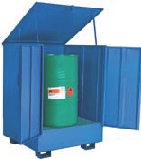 Spildbakke med lukkede sider til kemikalietnder og dunke