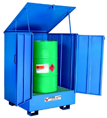 Spildbakke for tønder. Med lukkede sider. Som skab Spildbakke for tønder. Med lukkede sider. Som skab