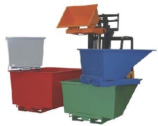 Tipcontainere store små og i forskellige farver