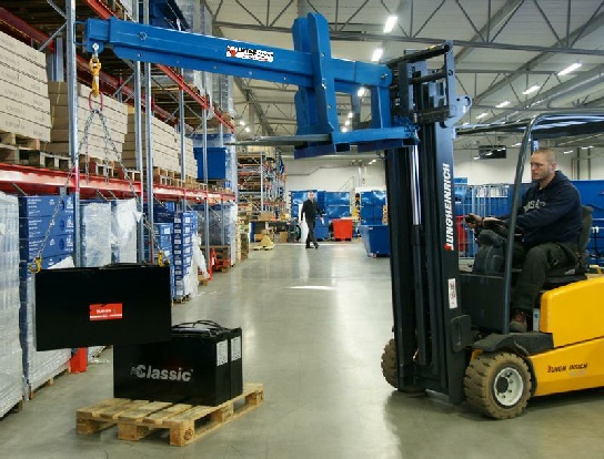 Truckkran. sttes ind over truckgaflerne. Set i funktion